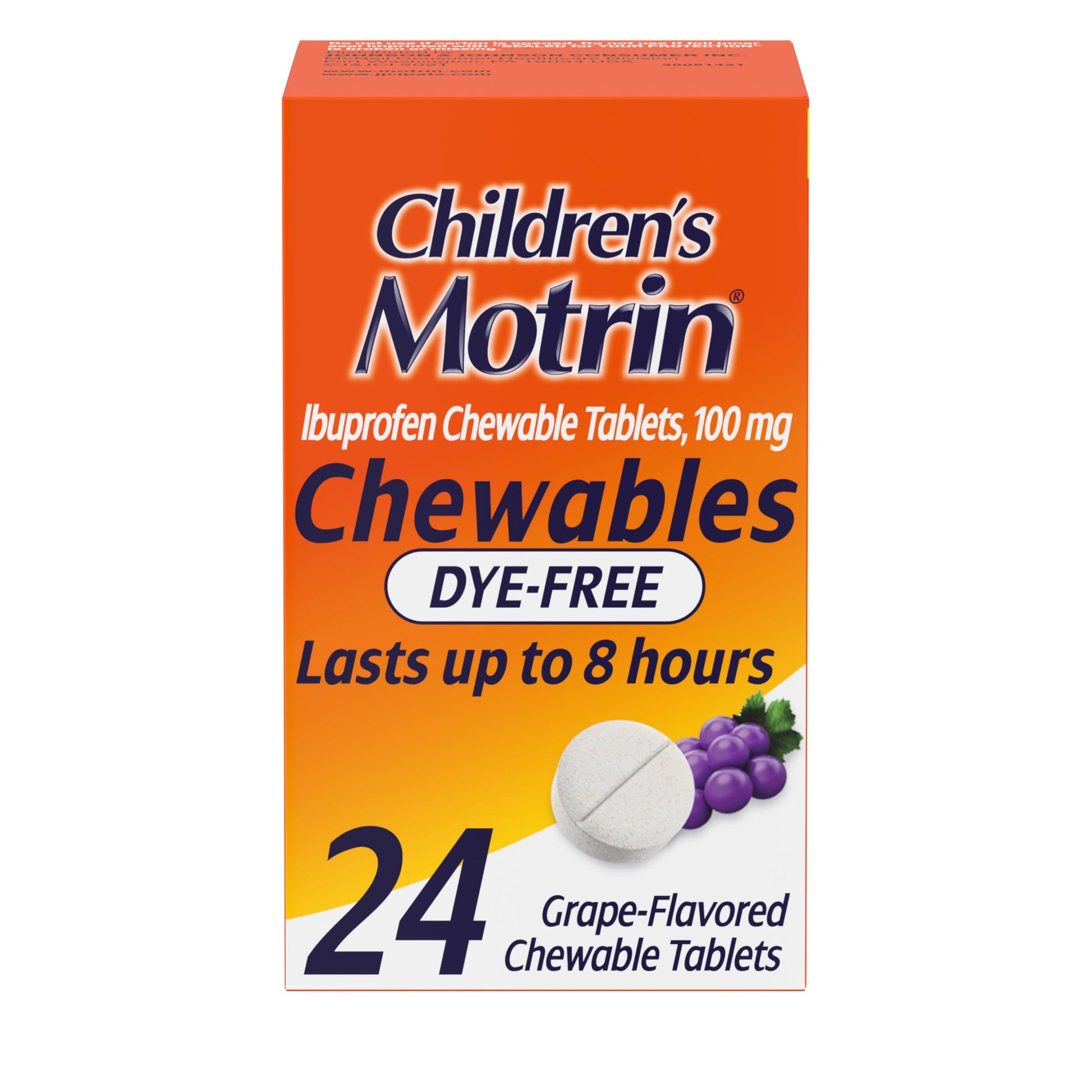 Motrin Children's Dye-Free Chewable Tablets with Ibuprofen, Kids' Fever Reducer & Pain Reliever for Sore Throat, Fever, Toothache & Pain Relief, Grape Flavor, 24 Ct Motrin buy supplements Au