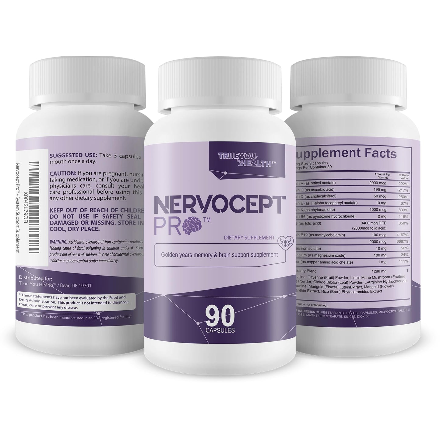 Nervocept Pro - Our Best Nerve Support Capsules - Lions Mane, Magnesium, Vitamin B For Nerve Repair - Vitamin D for Nerves - Lions Mane Memory & Nerve Support - Vitamin B12 Nerve Support True You HealthBuy Supplements Australia