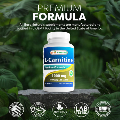 Best Naturals L-Carnitine 1000mg 60 Tablets (60 Count (Pack of 1))