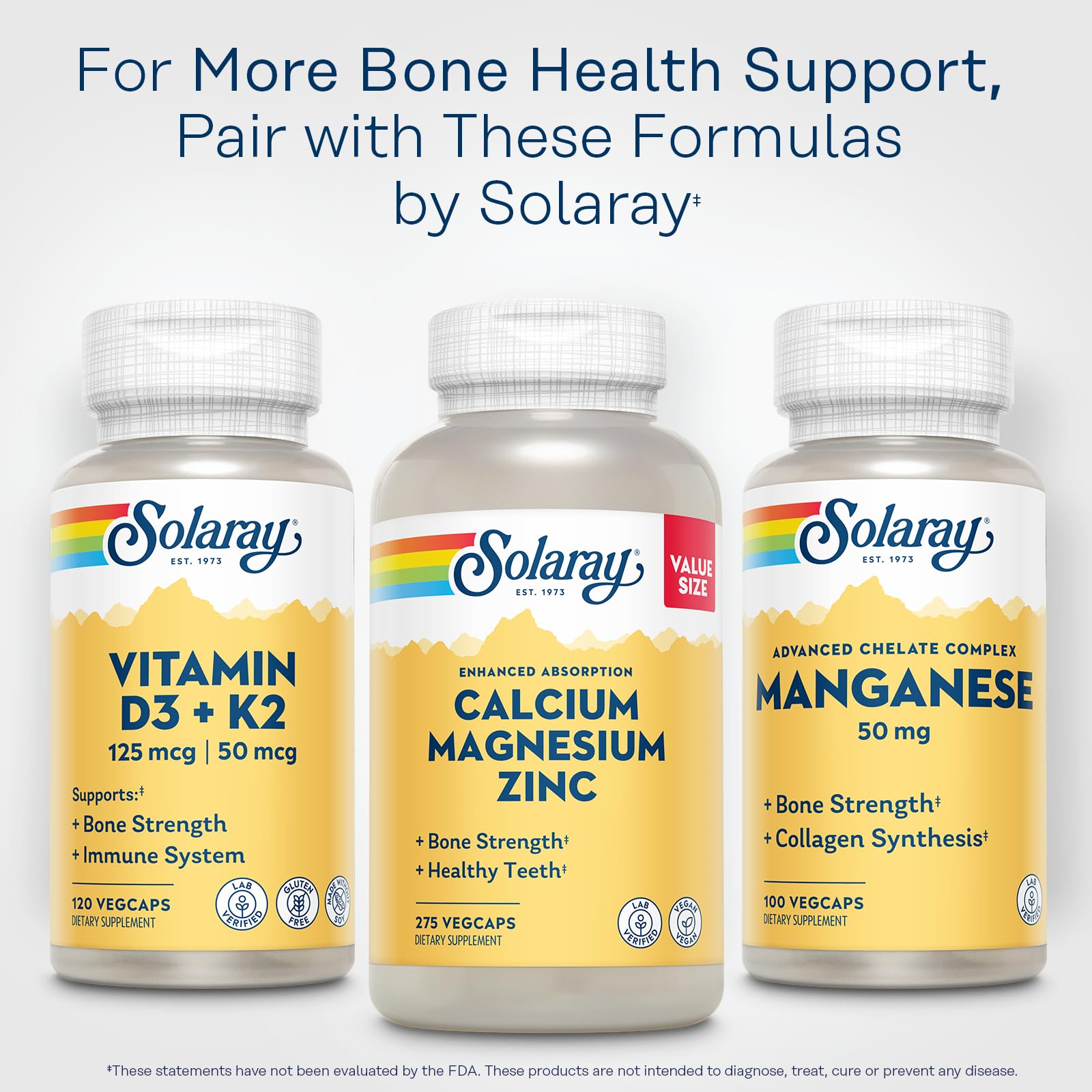SOLARAY Manganese Supplement 50 mg - Essential Trace Minerals - Advanced Trace Mineral Supplements for Bone Strength and Bone Health Support - Lab Verified, 60-Day Guarantee, 100 Servings, 100 VegCaps SOLARAYBuy Supplements Australia