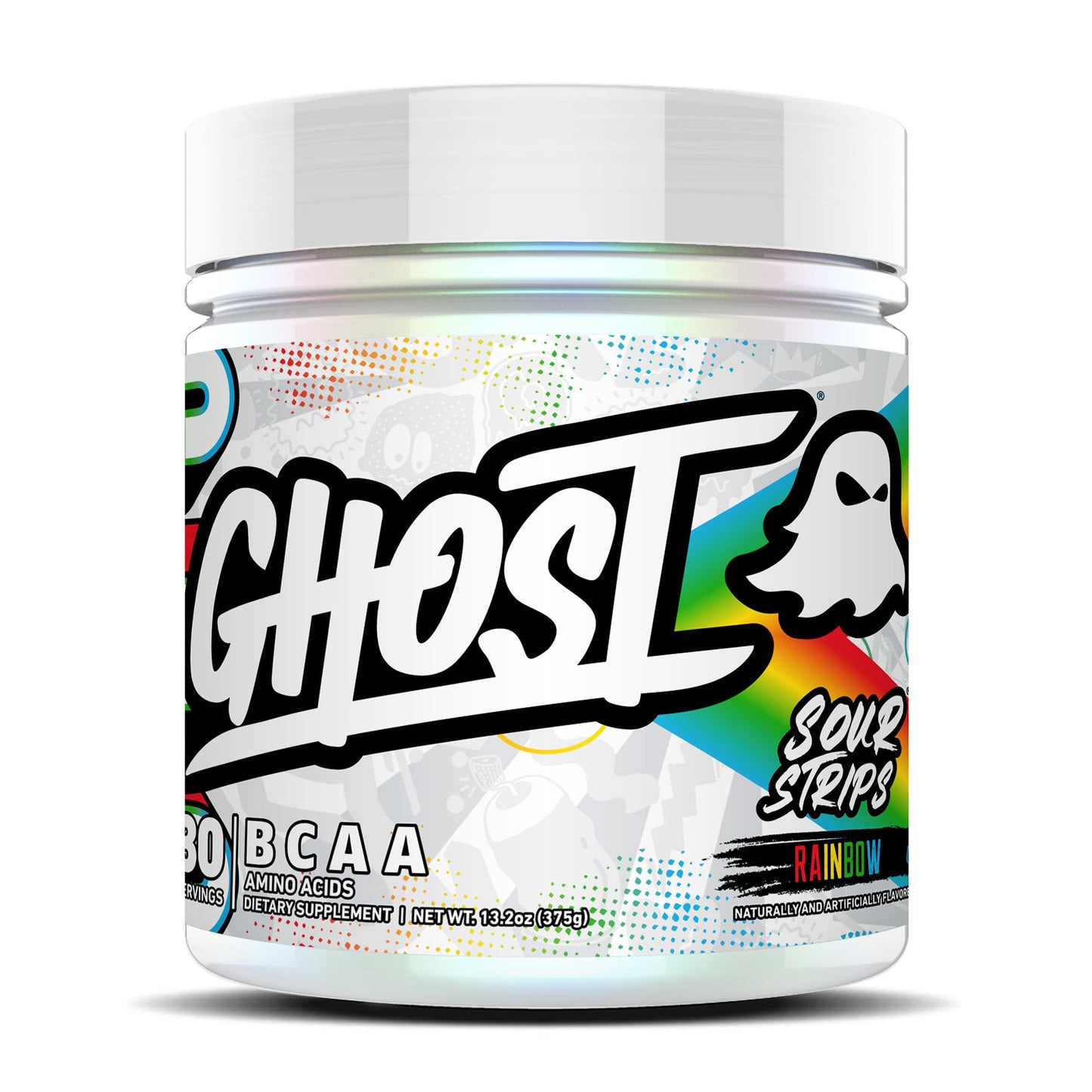 GHOST BCAA Powder Amino Acids Supplement, Sour Strips - 30 Servings - Sugar-Free Intra, Post & Pre Workout Amino Powder