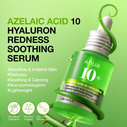 Anua Azelaic Acid 10 Hyaluron Redness Soothing Serum, Facial Serum for Blemish-Prone & Oily-Prone Skin