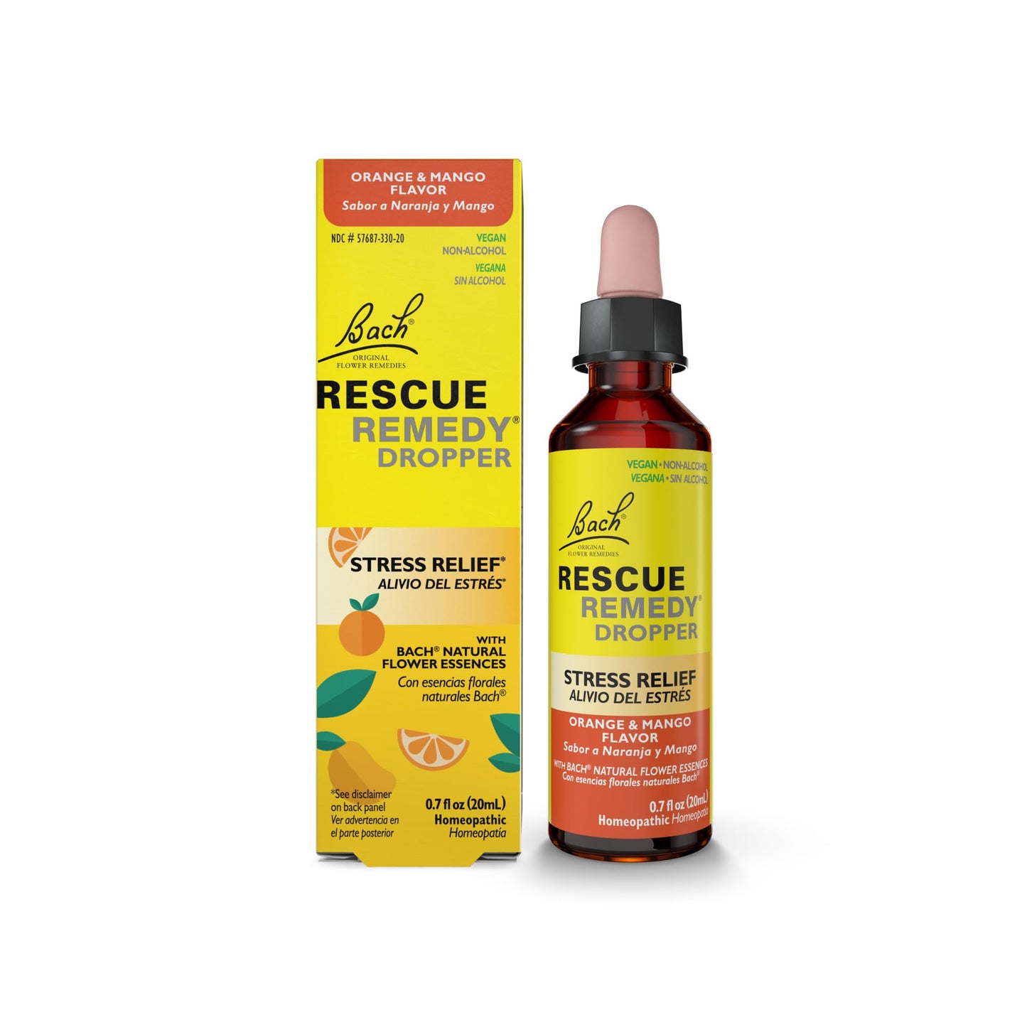 Bach RESCUE Remedy, Orange Mango Flavor, Stress Relief, Homeopathic, Flower Essences, 20mL