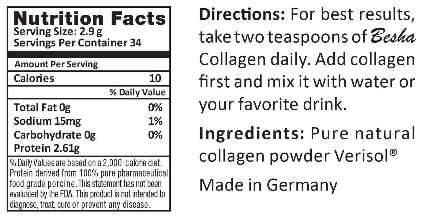 BESHA INC Verisol Collagen Bioactive Peptides (Natural Collagen Powder) Made in Germany BESHA INC buy supplements Au