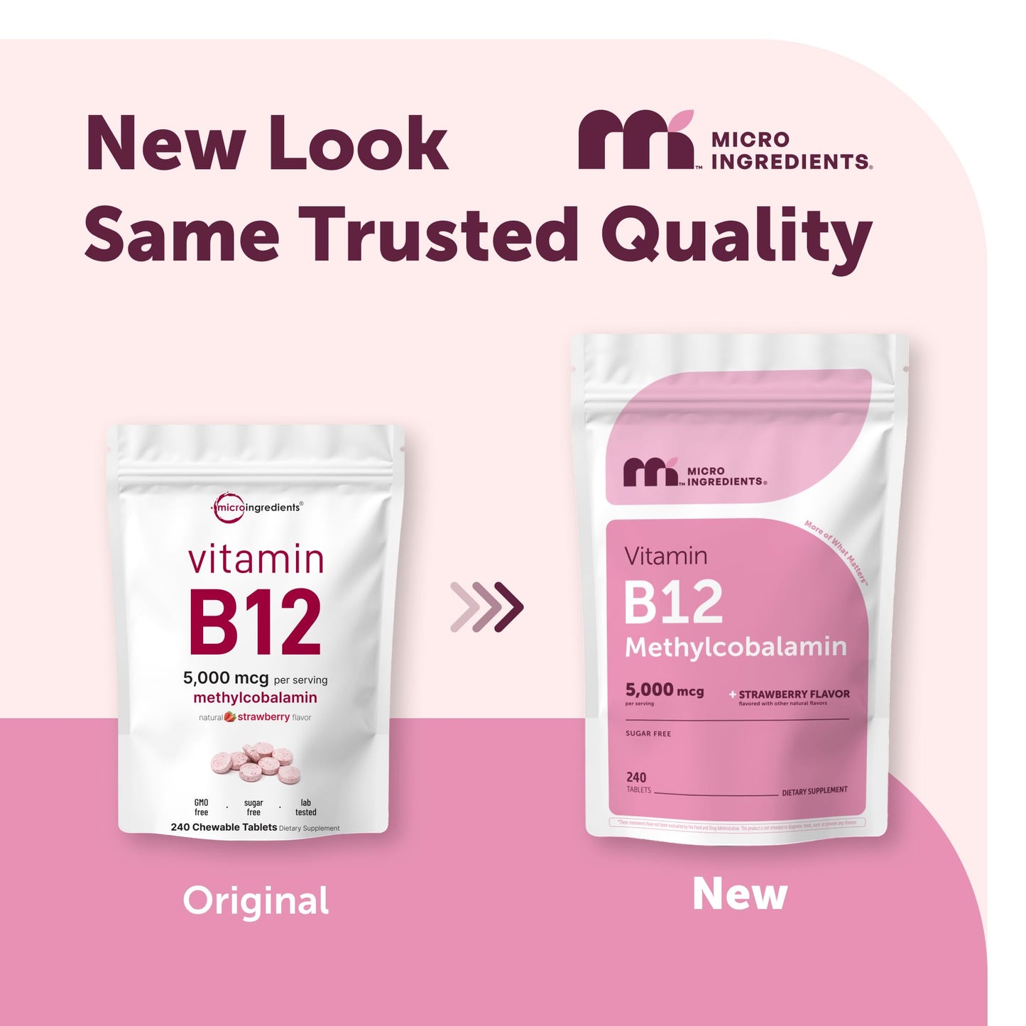 Micro Ingredients Vitamin B12 5,000 mcg | Methylcobalamin – 240 Chewable Tablets | Fast Dissolve, Natural Strawberry Flavor