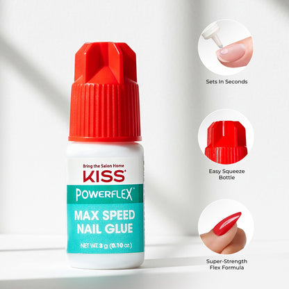 KISS PowerFlex Maximum Speed Nail Glue - Fast Drying Adhesive for Glue-On Nails