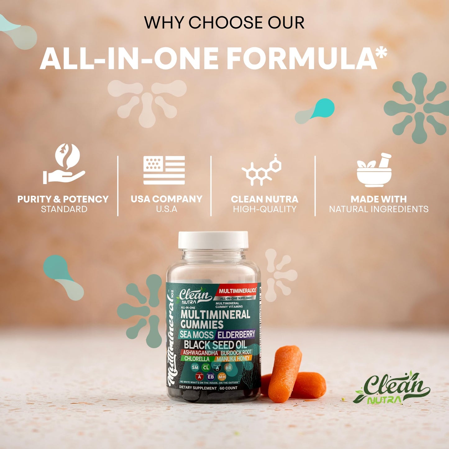 Sea Moss Gummies | Clinically Tested - Black Seed Oil Ashwagandha Elderberry Burdock Root Chlorella Manuka Honey - Vegan Irish Sea Moss Gummy Vitamins for Adults Kids Men Women - Green Apple Flavor Clean NutraceuticalsBuy Supplements Australia