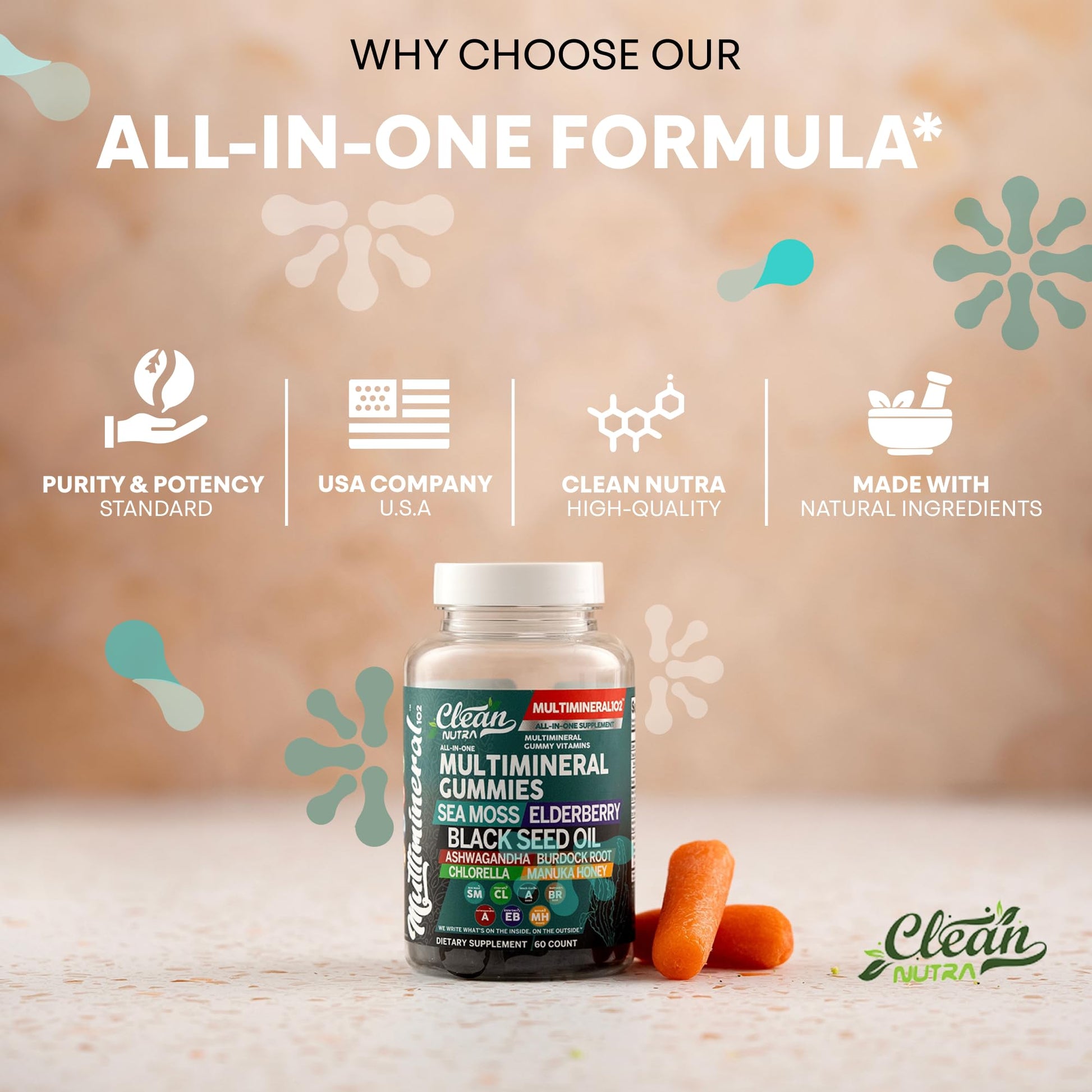 Sea Moss Gummies | Clinically Tested - Black Seed Oil Ashwagandha Elderberry Burdock Root Chlorella Manuka Honey - Vegan Irish Sea Moss Gummy Vitamins for Adults Kids Men Women - Green Apple Flavor Clean NutraceuticalsBuy Supplements Australia