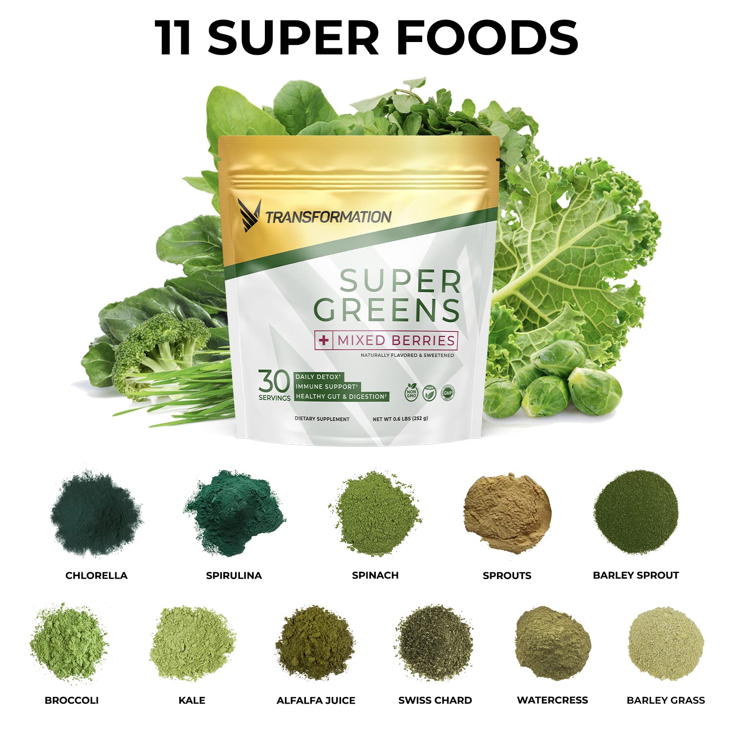 Transformation Super Greens Superfood Powder & Performance Insulated Shaker Bottle | Immune & Energy Support | Made with Natural Ingredients | Detoxifying & Alkalizing Minerals SPR BODY buy supplements Au