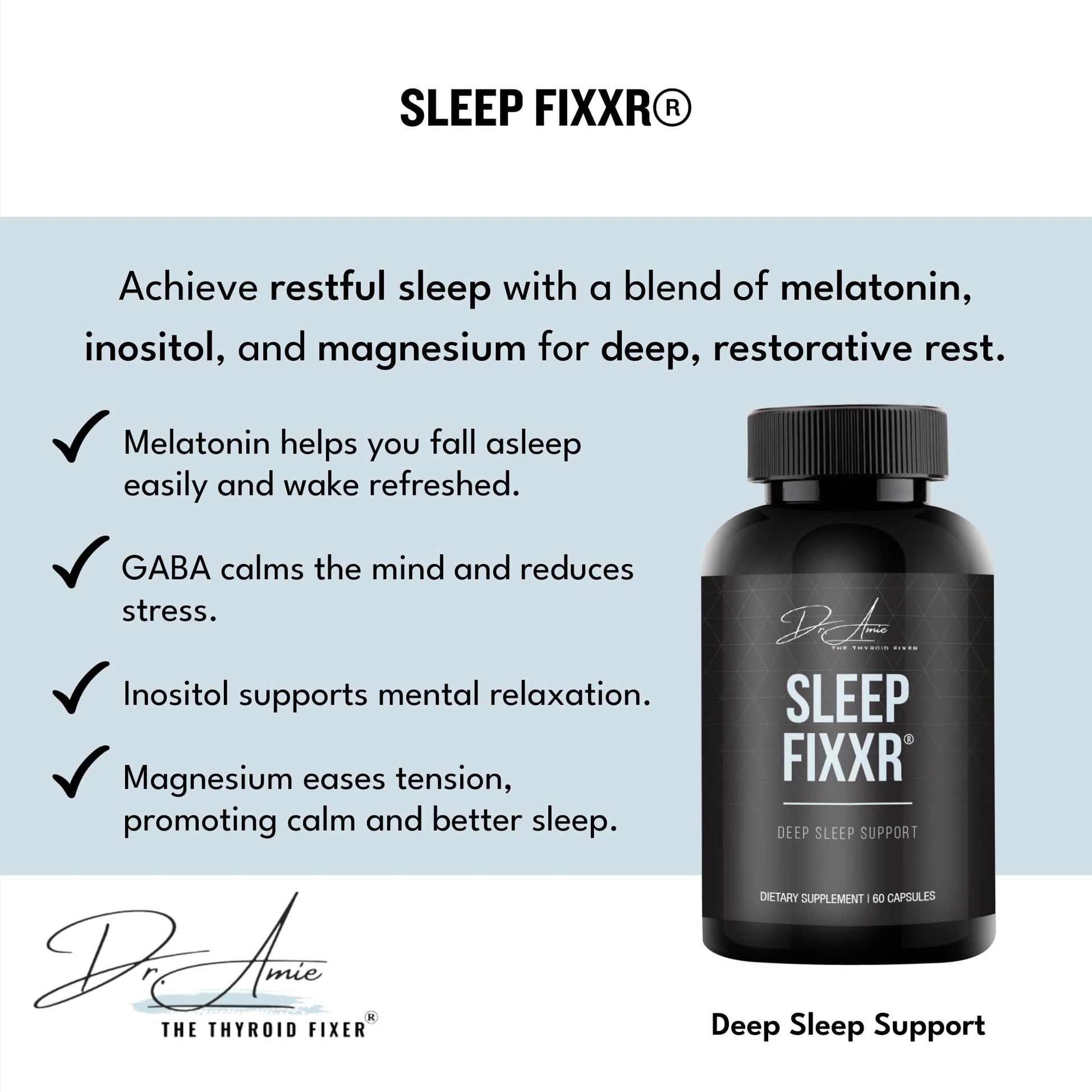 Fixxr Sleep Support by Dr. Amie | with Melatonin, Inositol, and Magnesium | 30 Day Supply, 60 Capsules Fixxr buy supplements Au