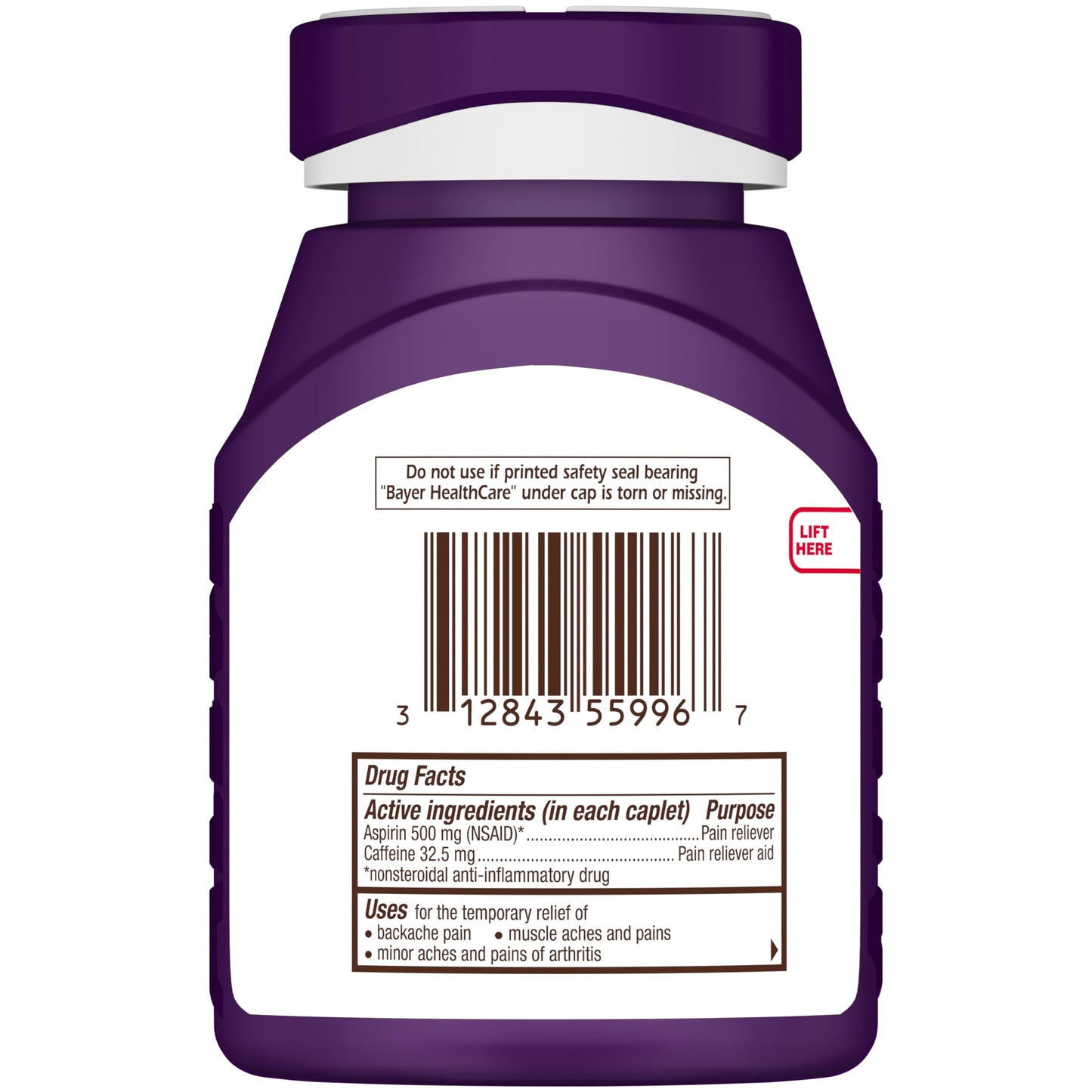 Bayer Back & Body 500mg Aspirin Plus Caffeine for Powerful Pain Relief, 200 Coated Caplets Bayer buy supplements Au