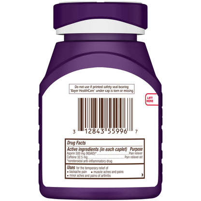 Bayer Back & Body 500mg Aspirin Plus Caffeine for Powerful Pain Relief, 200 Coated Caplets Bayer buy supplements Au