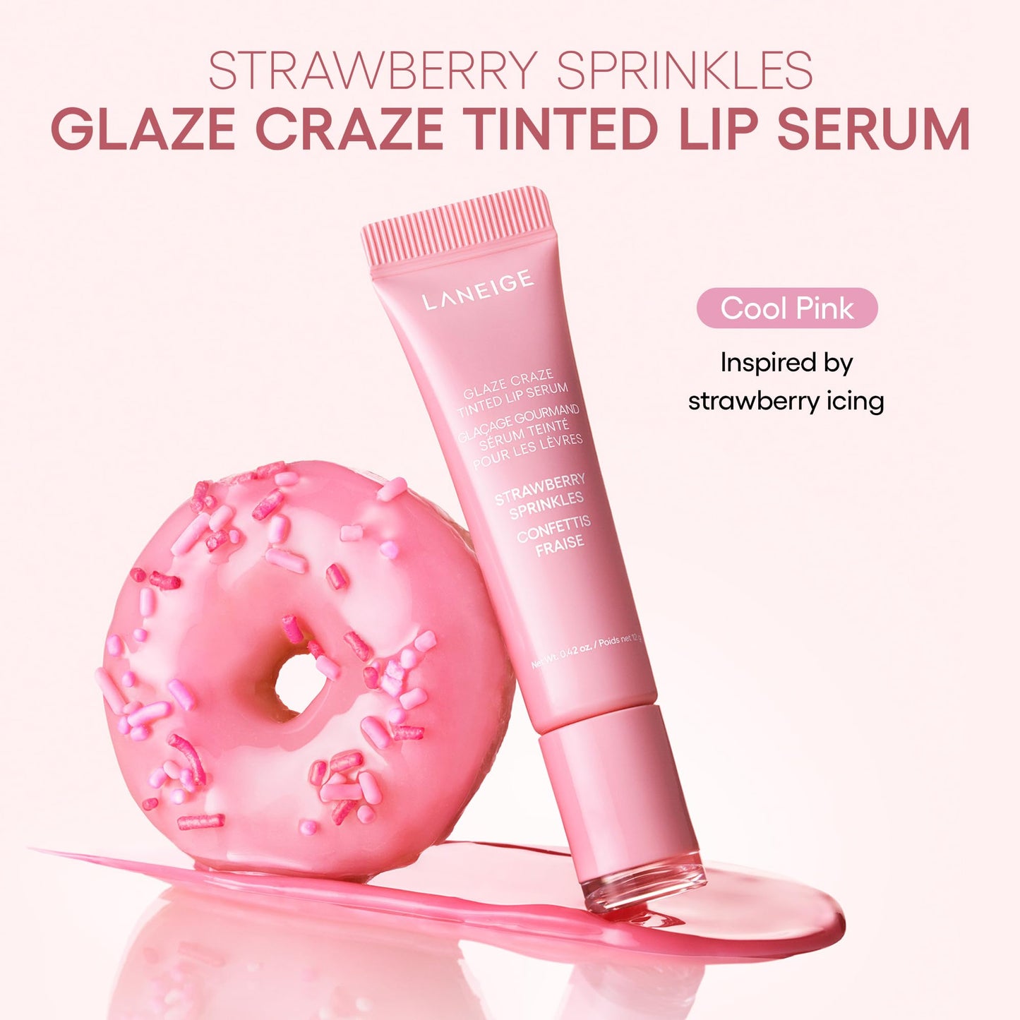 LANEIGE Glaze Craze Tinted Lip Serum, Strawberry Sprinkles: Hydrating Serum for Glossy,Nourished Lips with Plumping Polypeptides,0.42 oz LANEIGEBuy Supplements Australia