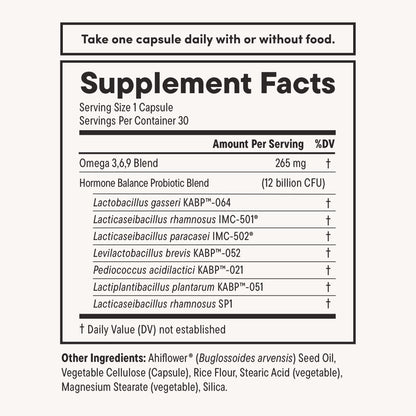 Daily Nouri Hormone Balance Probiotics for Women | Hormone Balance for Women | PMS, Hormonal Acne, & Bloating Support | 7 Clinically Studied Strains + Omega | 30-Day Supply Daily Nouri buy supplements Au