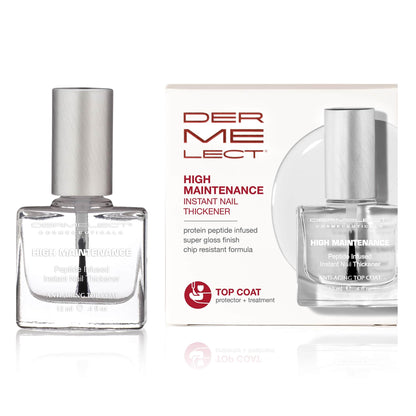 Dermelect High Maintenance Instant Nail Thickener - Nailcare Top Coat with Keratin Protein Peptides, Strengthening, Hardening Protective High Shine