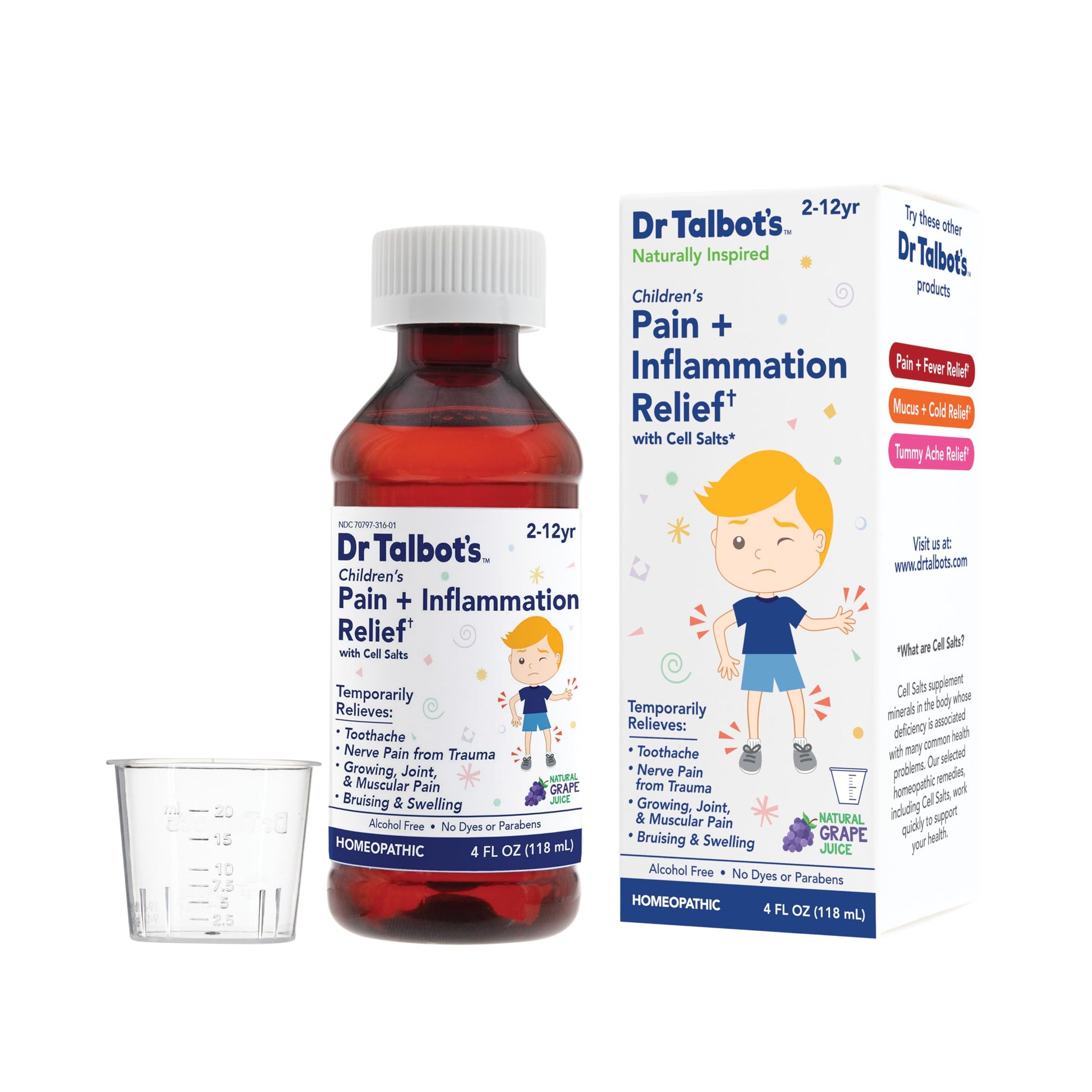 Dr. Talbot's Pain + Inflammation Relief Liquid Medicine for Children, Includes Dosage Cup, Grape Juice Flavor, 4 Fl Oz (Packaging May Vary) Dr. Talbot'sBuy Supplements Australia