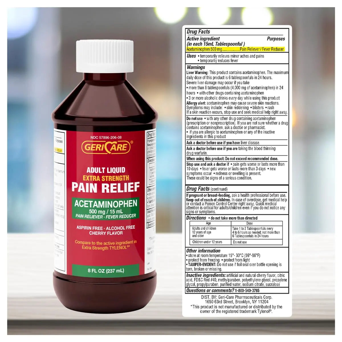 GeriCare Extra Strength Acetaminophen 500 mg Adult Liquid Pain Relief, Fever Reducer, 8 FL OZ (Pack of 1) GeriCareBuy Supplements Australia