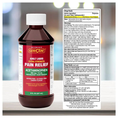 GeriCare Extra Strength Acetaminophen 500 mg Adult Liquid Pain Relief, Fever Reducer, 8 FL OZ (Pack of 1) GeriCareBuy Supplements Australia