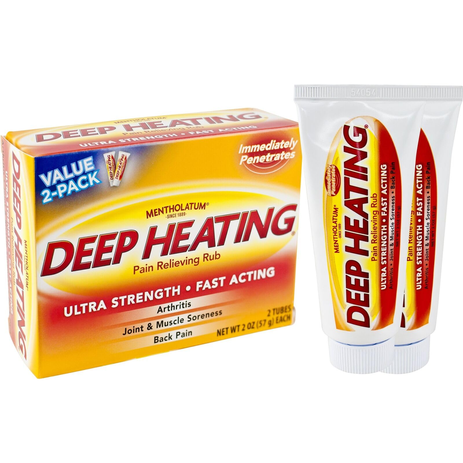 Mentholatum Deep Heating Pain Relieving Rub, Ultra Strength, 2 Tubes each, Pack of 5 MentholatumBuy Supplements Australia