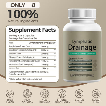 Lymphatic Drainage Capsules | Lymphatic Support Supplement for Women | Anti Cellulite, Water Retention & Bloating Relief | with Dandelion, Cleavers & Echinacea | Non-GMO, Gluten Free | 60 Count MUPUFU buy supplements Au