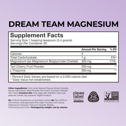 Hum Nutrition Dream Team Magnesium Bisglycinate Powder, L Theanine & Tart Cherry Magnesium Supplement Drink Mix, Support Rest, Relaxation & Sleep Routine, Gluten Free, Vegan, Cherry Lemon, 30 Servings HUM buy supplements Au