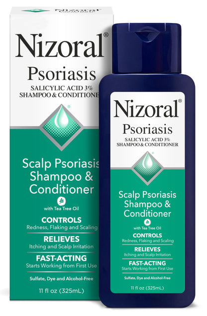 Nizoral Psoriasis Shampoo & Conditioner, 11 Oz, Gentle Scalp Treatment, Relieves Itching and Flaking, Redness and Scaling Effective Scalp Psoriasis Shampoo