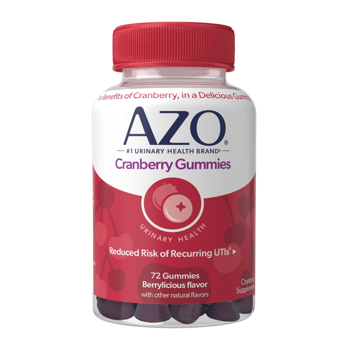 AZO Cranberry Urinary Tract Health Gummies Dietary Supplement, 2 Gummies = 1 Glass of Cranberry Juice, Helps Cleanse & Protect