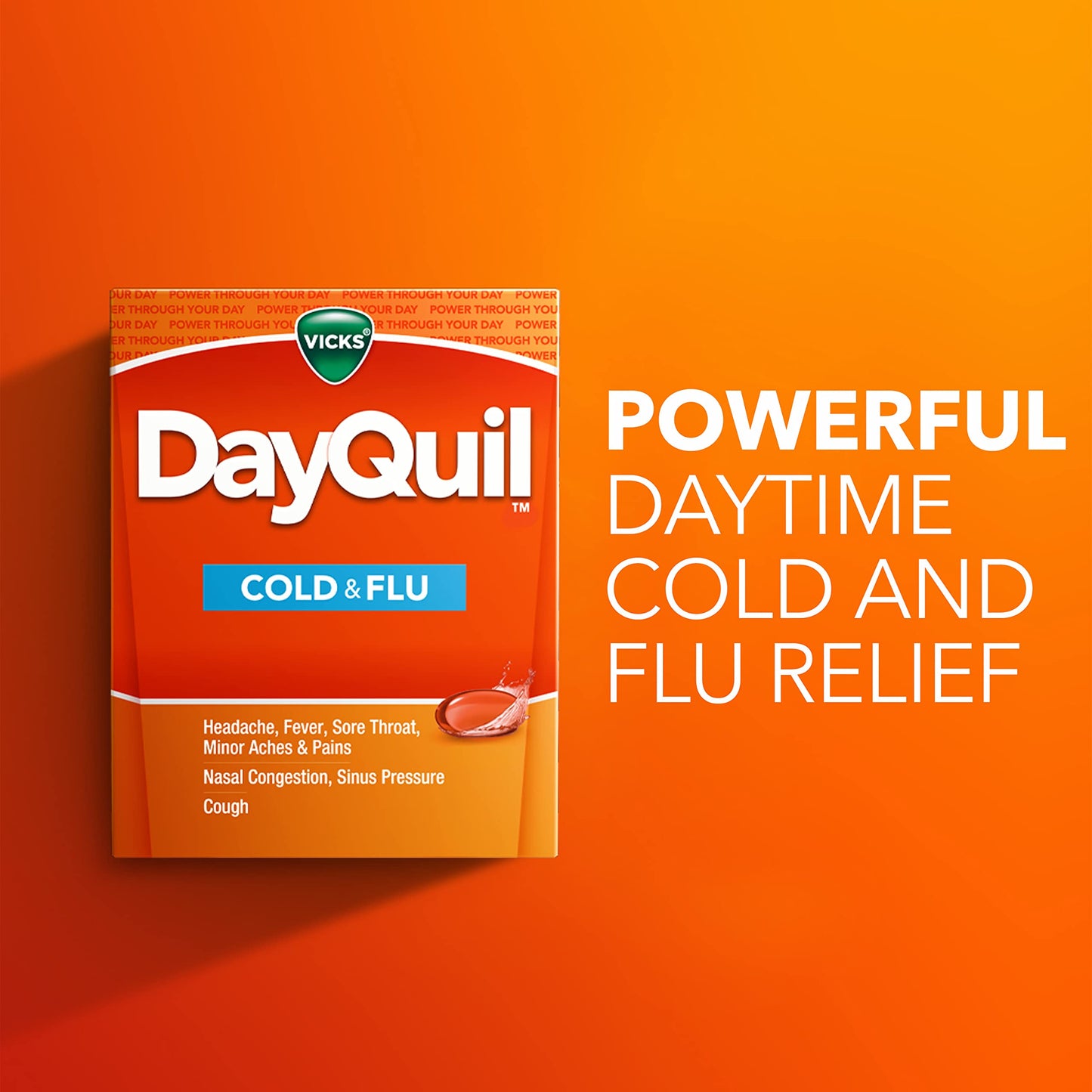 Vicks DayQuil Cold & Flu Medicine, Non-Drowsy Powerful Multi-Symptom Daytime Relief for Headache, Fever, Sore Throat, Minor Aches and Pains, Nasal Congestion, Sinus Pressure and Cough, 48 Liquicaps Vicks buy supplements Au