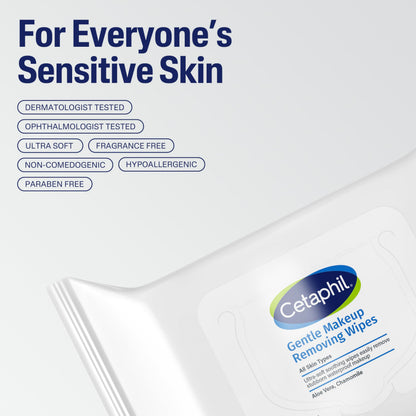 Cetaphil Gentle Makeup Removing Face Wipes, Daily Cleansing Facial Towelettes Gently Remove Makeup