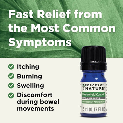 Forces of Nature Hemorrhoid Control Extra Strength, Organic Homeopathic Medicine with Witch Hazel, Horse Chestnut, and Soothing Essential Oils for Itching, Swelling & Discomfort, 5ml (0.17 fl oz) Forces of NatureBuy Supplements Australia
