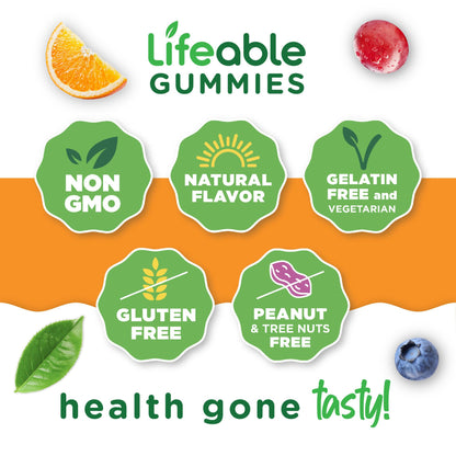 Lifeable Sugar Free Fiber Gummies for Adults | 4g | Great Tasting Fiber Supplement Gummies | Keto Friendly, Gluten Free, Vegan, Non GMO Prebiotic Fiber | for Digestive Health | 90 Gummies