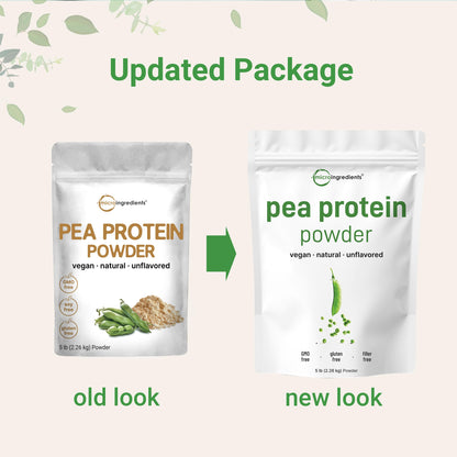 Micro Ingredients North American Grown, Pea Protein Powder, 5 Pounds | Plant Based, Unflavored | Complete Vegan Protein Source with BCAAs & EAAs – 27g Serving | Non-GMO, Keto Friendly