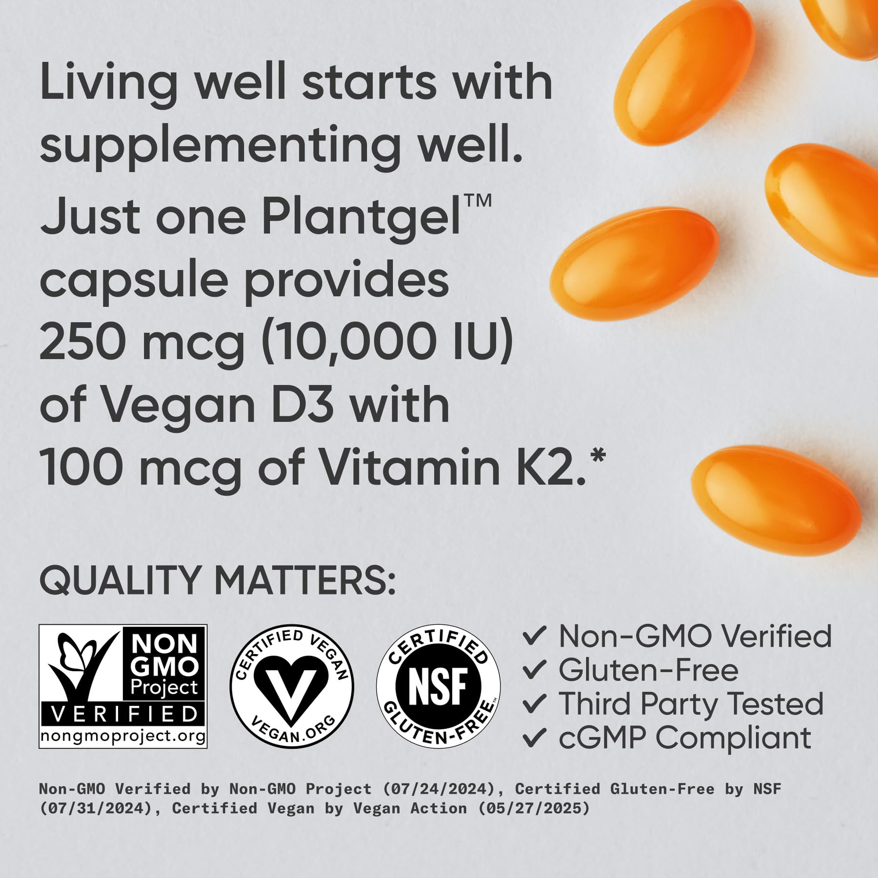 Sports Research® Vitamin D3 + K2 with 10,000iu of Plant-Based D3 & 100mcg of Vitamin K2 as MK-7 | Non-GMO Verified & Vegan Certified 60ct Sports Research buy supplements Au