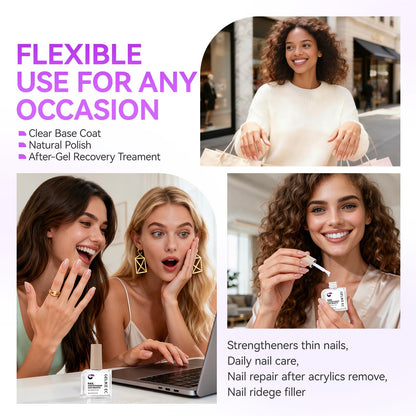 Gelike EC Nail Strengthener and Hardener Polish: Clear Fast Dry Nail Growth Treatment Ridge Filler for Peeling and Weak Nails Long Lasting