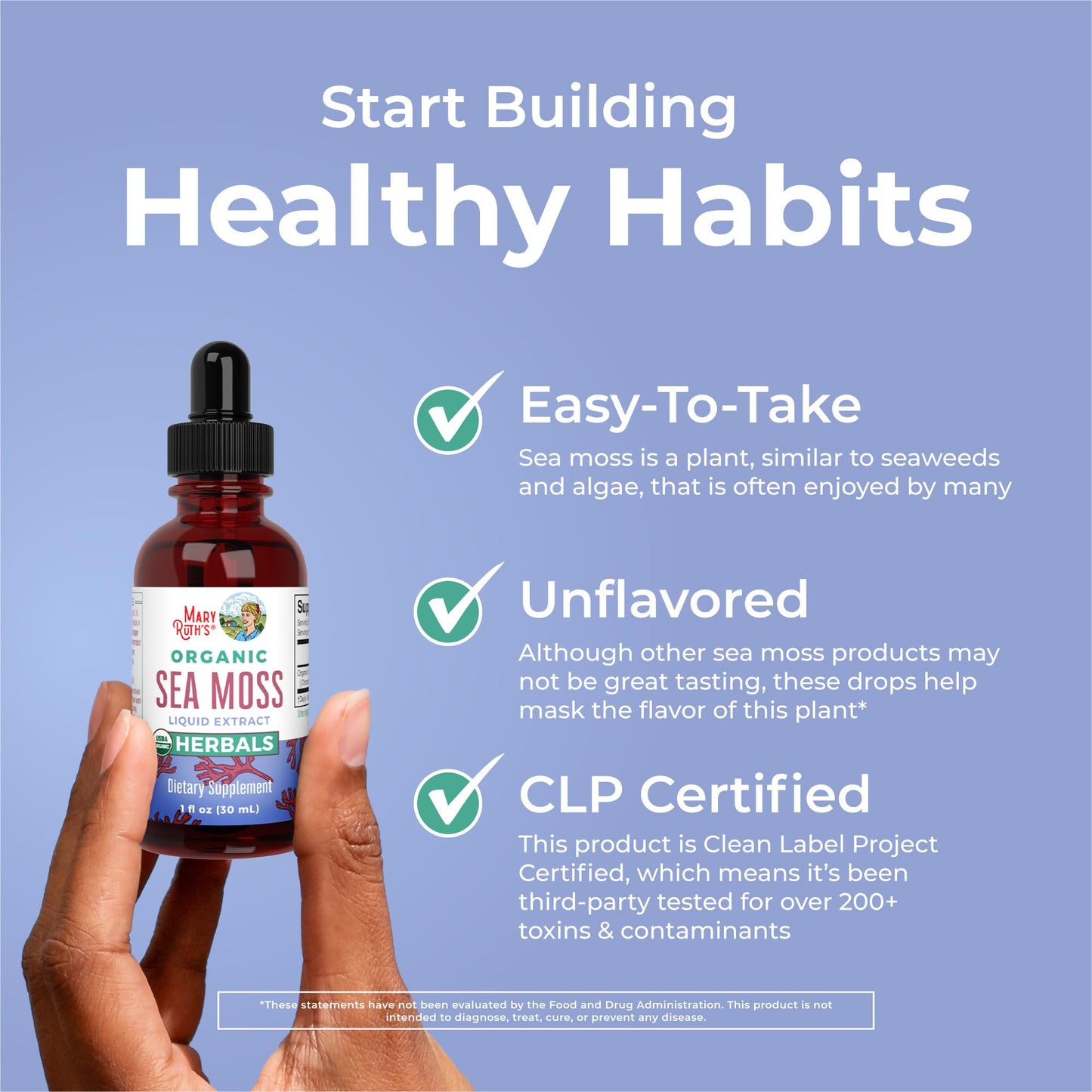 MARYRUTH'S Organic Irish Sea Moss Liquid Drops | Chondrus Crispus | Wild Harvested | Organic Irish Moss Formulated for Adults & Kids Ages 14+ | Unflavored