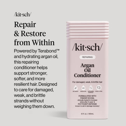 Kitsch Repairing Argan Oil Liquid Conditioner for Women & Men – Argan Oil for Hair, For Shine, Smoothness & Damage Recovery, Hair Repair – Clean, Color-Safe Hair Care - 12.3 oz KitschBuy Supplements Australia