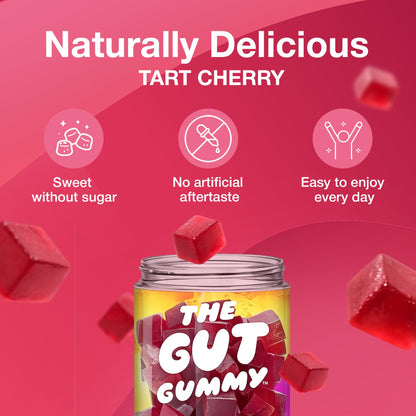 The Gut Gummy, 360° Daily Gut Reset, Full-Spectrum Tribiotic for Women & Men, Prebiotics Probiotics Postbiotics for Bloating, Belly Fat, Skin & Immune Support, Sugar Free Tart Cherry Gummies, 60 Count