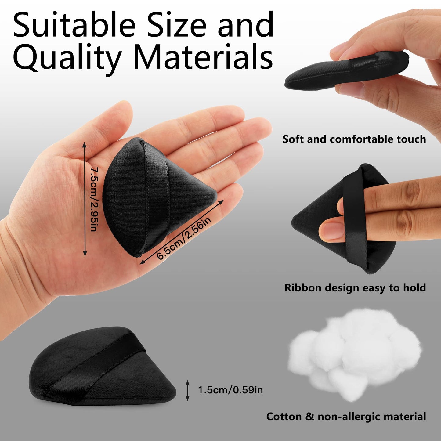2 Pcs EVAOUXIU Triangle Powder Puff for Face Powder, Soft Plush Setting Makeup Puff, Velour Cosmetic Foundation Blender Sponge Beauty Makeup Tools (Black) EVAOUXIUBuy Supplements Australia