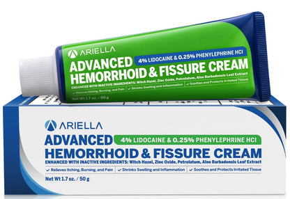 Hemorrhoid Treatment Fissure Lidocaine Cream: Advanced Numbing Ointment with Phenylephrine HCI - Fast Acting Natural Strength Soothing Relief of Pain Swelling Discomfort Itching (1.7 Oz, Witch Hazel) AriellaBuy Supplements Australia