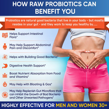 Wholesome Wellness Organic Raw Probiotics 100 Billion CFU, Dr Formulated for Women and Men, Complete Adult Supplement with Prebiotics
