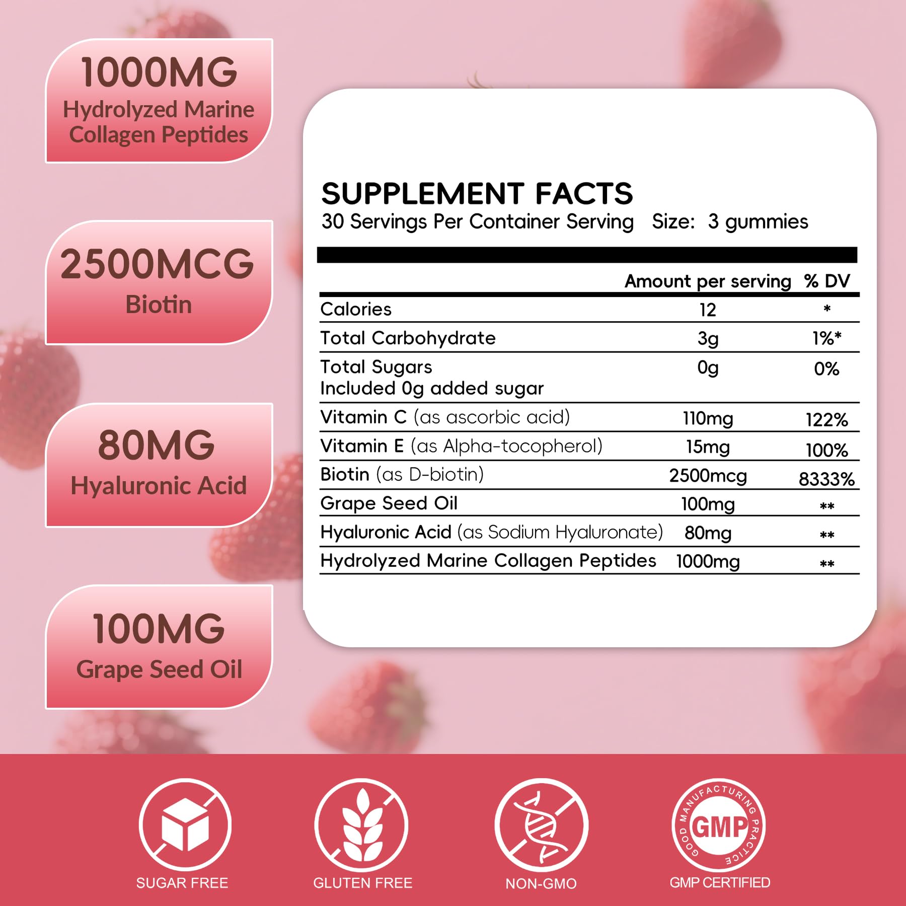 Herbovella Marine Collagen Peptides Gummies for Women- Hydrolyzed Collagen Peptides 1000mg with Biotin, Vitamins, Hyaluronic Acid- for Skin Hair Nails -Sugar Free, 30 Servings, Peach Flavor Herbovella buy supplements Au
