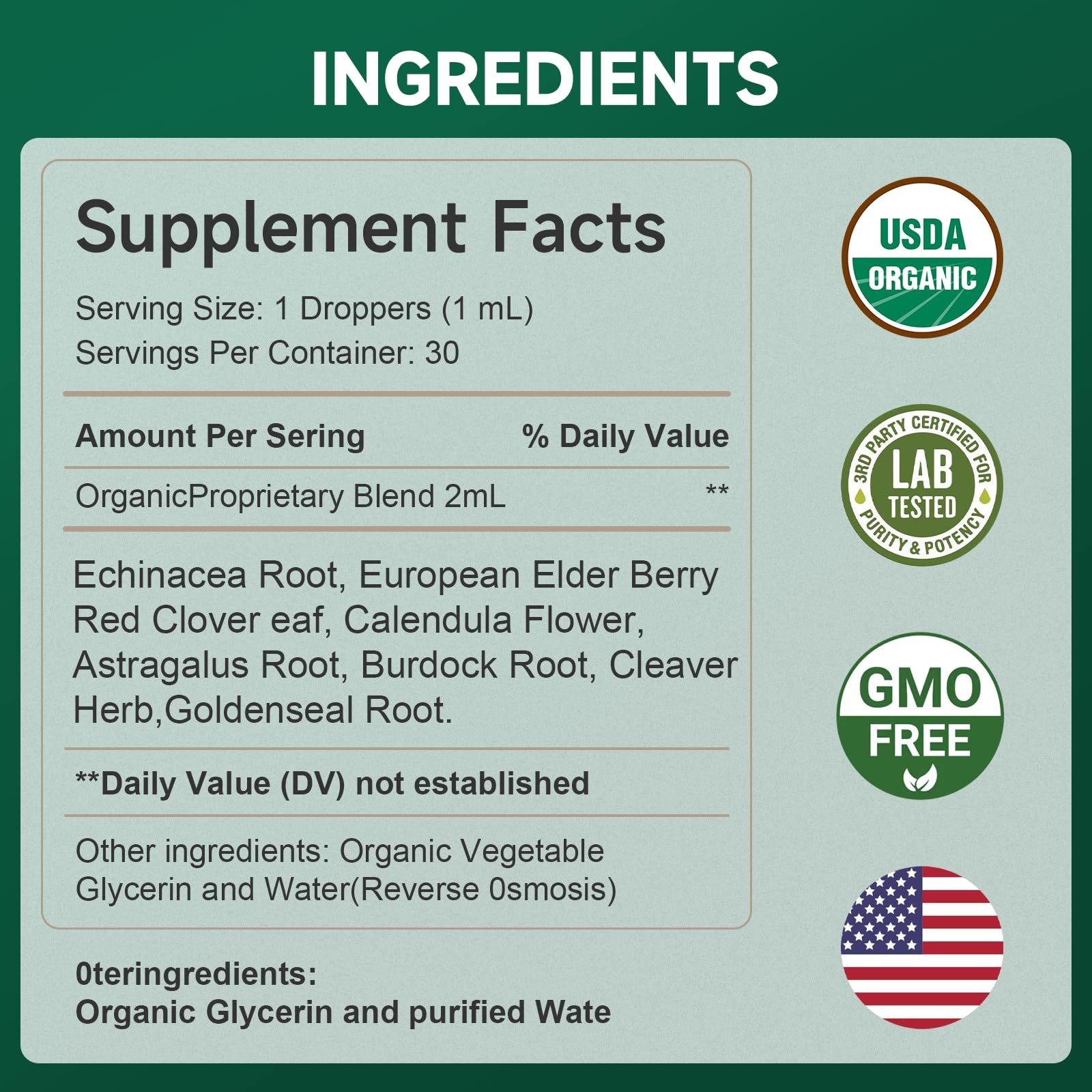 FOTN Lymphatic Drainage Drops - Organic Herbal Supplements - Echinacea | Elderberry | Astragalus | Burdock | Calendula | - Immune Support, Lymphatic Detoxd&Cleanse, 2 fl oz FOTN buy supplements Au