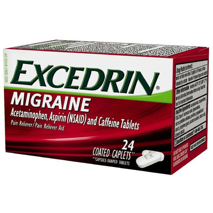 Excedrin Migraine Relief Caplets for Migraine Symptoms, Acetaminophen 250mg, Aspirin 250mg, Caffeine 65mg, Pain Reliever, 24 Count ExcedrinBuy Supplements Australia
