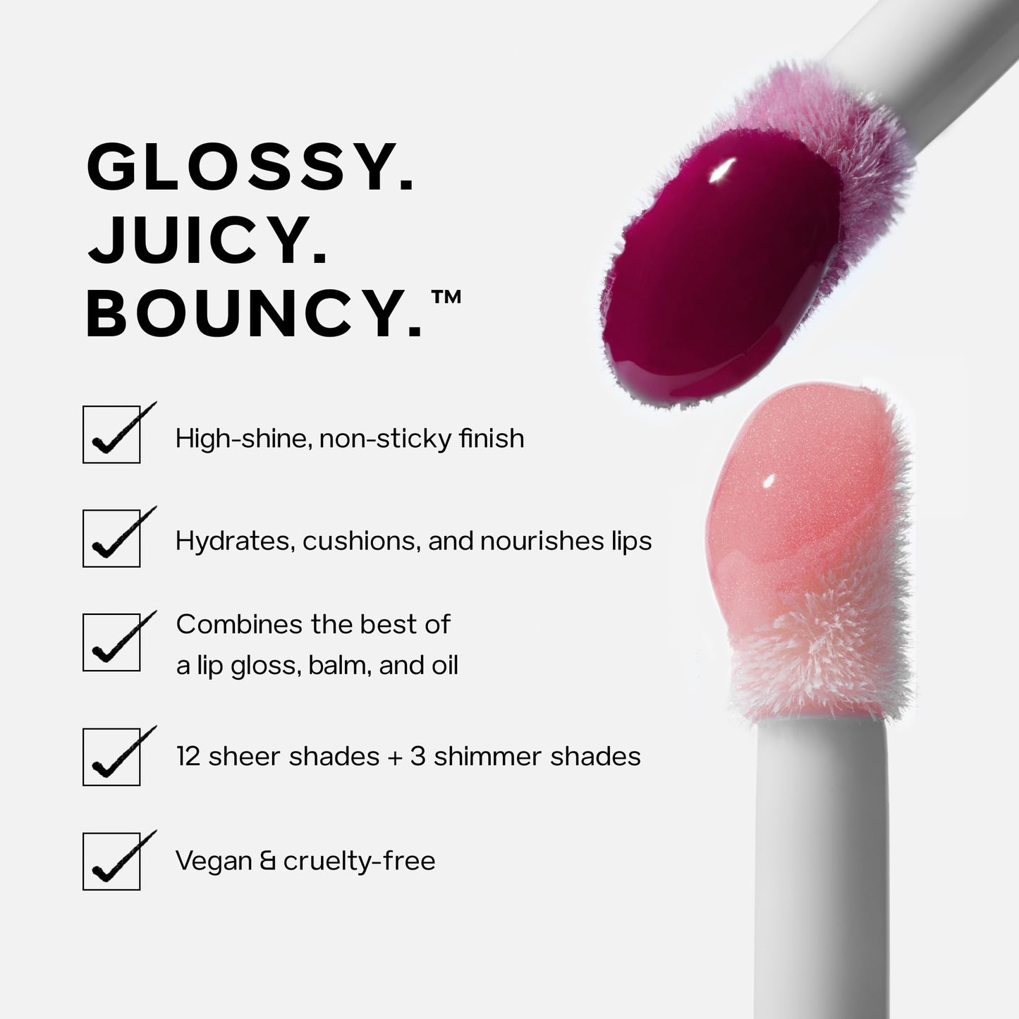 Saie Glossybounce High-Shine Hydrating Lip Gloss Oil - Sheer Tinted Lip Oil with Hyaluronic Acid + Jojoba Oil for Long-Lasting Moisture (.17 oz) (Disco + Bounce) SaieBuy Supplements Australia