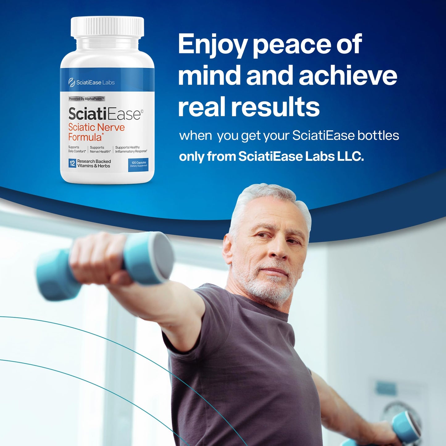 SciatiEase Sciatic Nerve Health Support Supplement - Nerve Support Formula with AlphaPalm, Pea, Vitamin B Complex, Alpha Lipoic Acid 300mg - 120 Capsules SciatiEaseBuy Supplements Australia