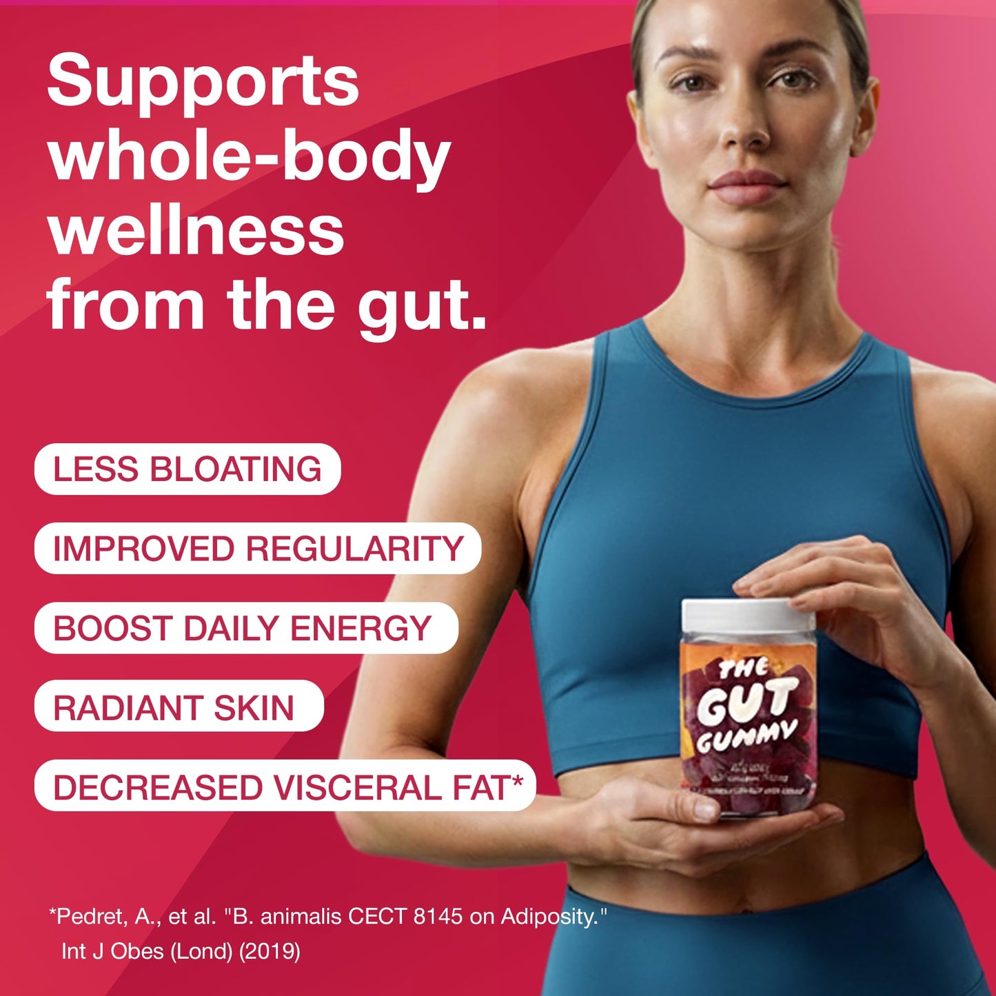 The Gut Gummy, 360° Daily Gut Reset, Full-Spectrum Tribiotic for Women & Men, Prebiotics Probiotics Postbiotics for Bloating, Belly Fat, Skin & Immune Support, Sugar Free Tart Cherry Gummies, 60 Count