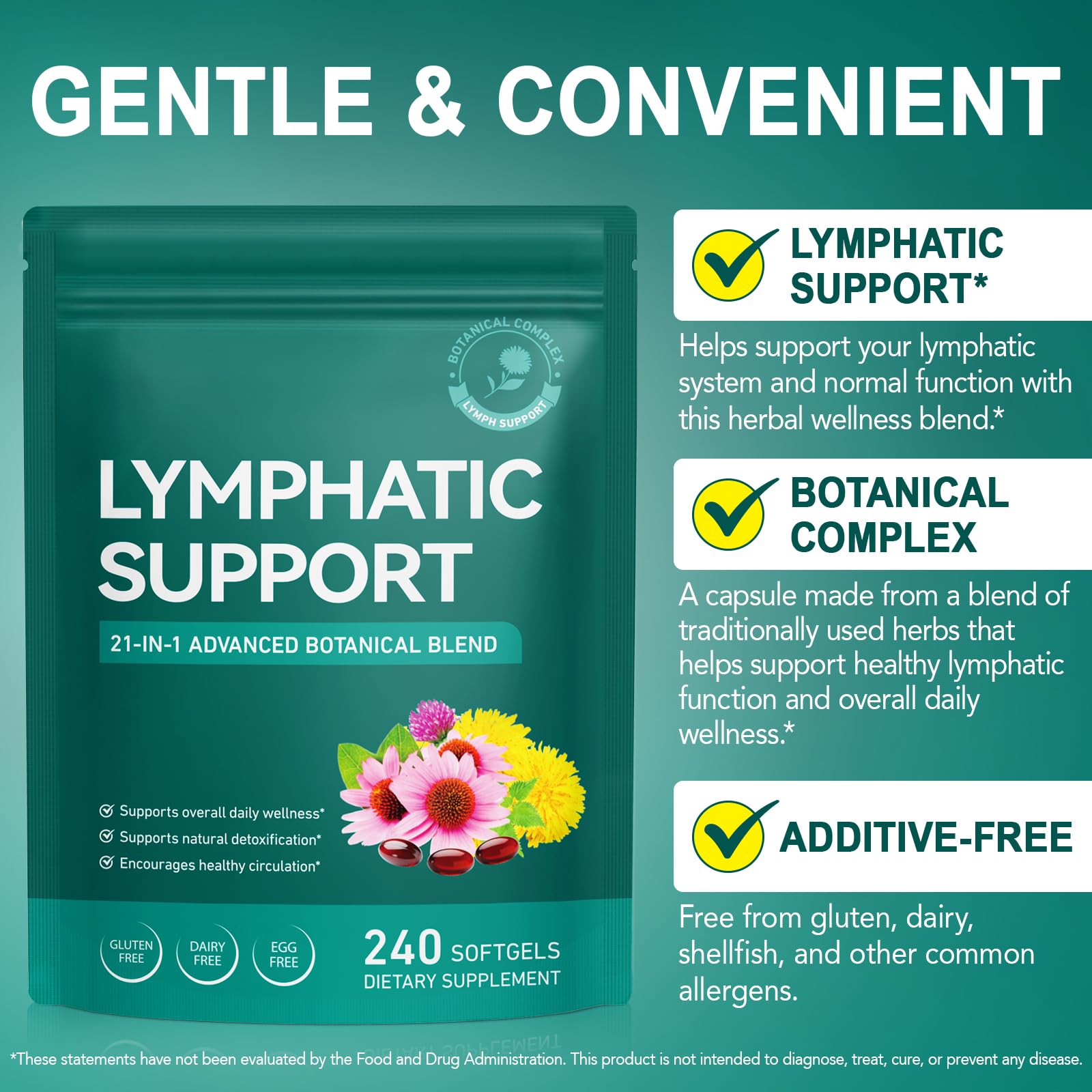 Vawcrn Lymphatic Drainage Supplement, 21-in-1 Advanced Botanical Complex, with Burdock Root, Dandelion, Supports Promotes Healthy Circulation & Circulation, 240 Softgels Vawcrn buy supplements Au