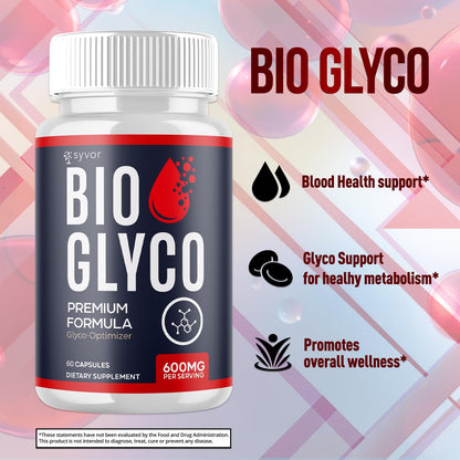 (2 Pack) Bio Glyco Capsules, Official BioGlyco Blood Health Support Pills with All Natural Ingredients, Advanced Blood Optimizer with Maximum Strength Premium Vitamins for Women & Men (120 Capsules) Syvor buy supplements Au