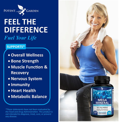 Potent Garden Mega Mineral Supplement Complete Mineral Complex with Calcium Magnesium Zinc Potassium Boron Selenium Chromium & 72 Trace