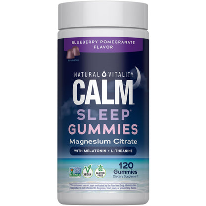 Natural Vitality SLEEP Gummies, Magnesium Supplement With Melatonin and L-Theanine, Vegan, Gluten Free, Helps the Body Ease Into Sleep